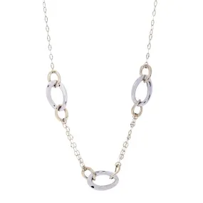 14 Karat Yellow Gold Three Oval Link Station Necklace