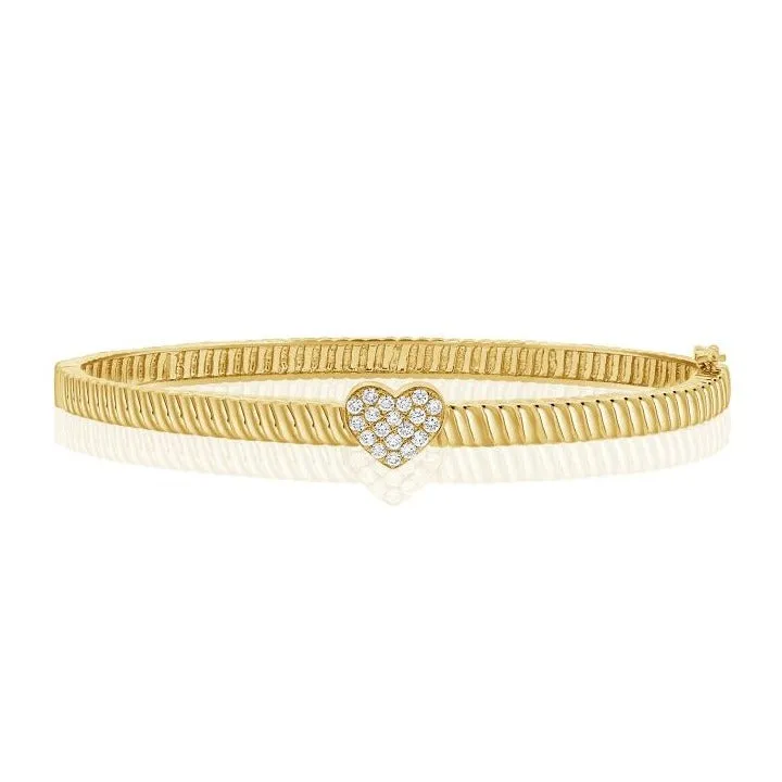 14K GOLD DIAMOND CELINE HEART BANGLE