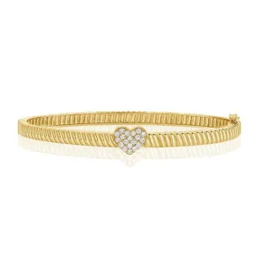 14K GOLD DIAMOND CELINE HEART BANGLE