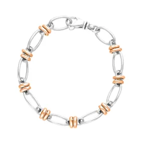 18ct Rose Gold Sterling Silver Handmade Cable Chain Bracelet