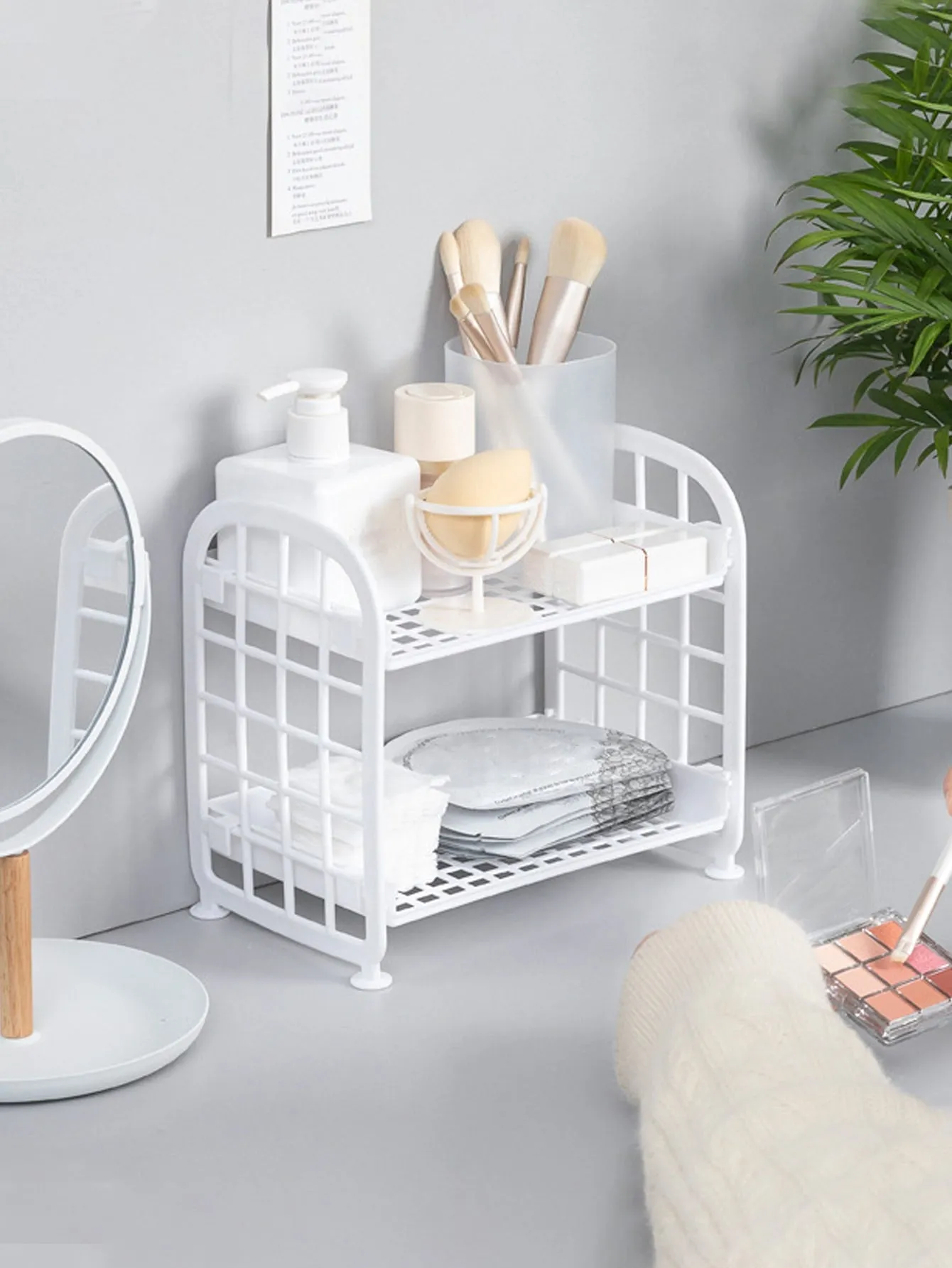 1pc Double Layer Desktop Storage Rack