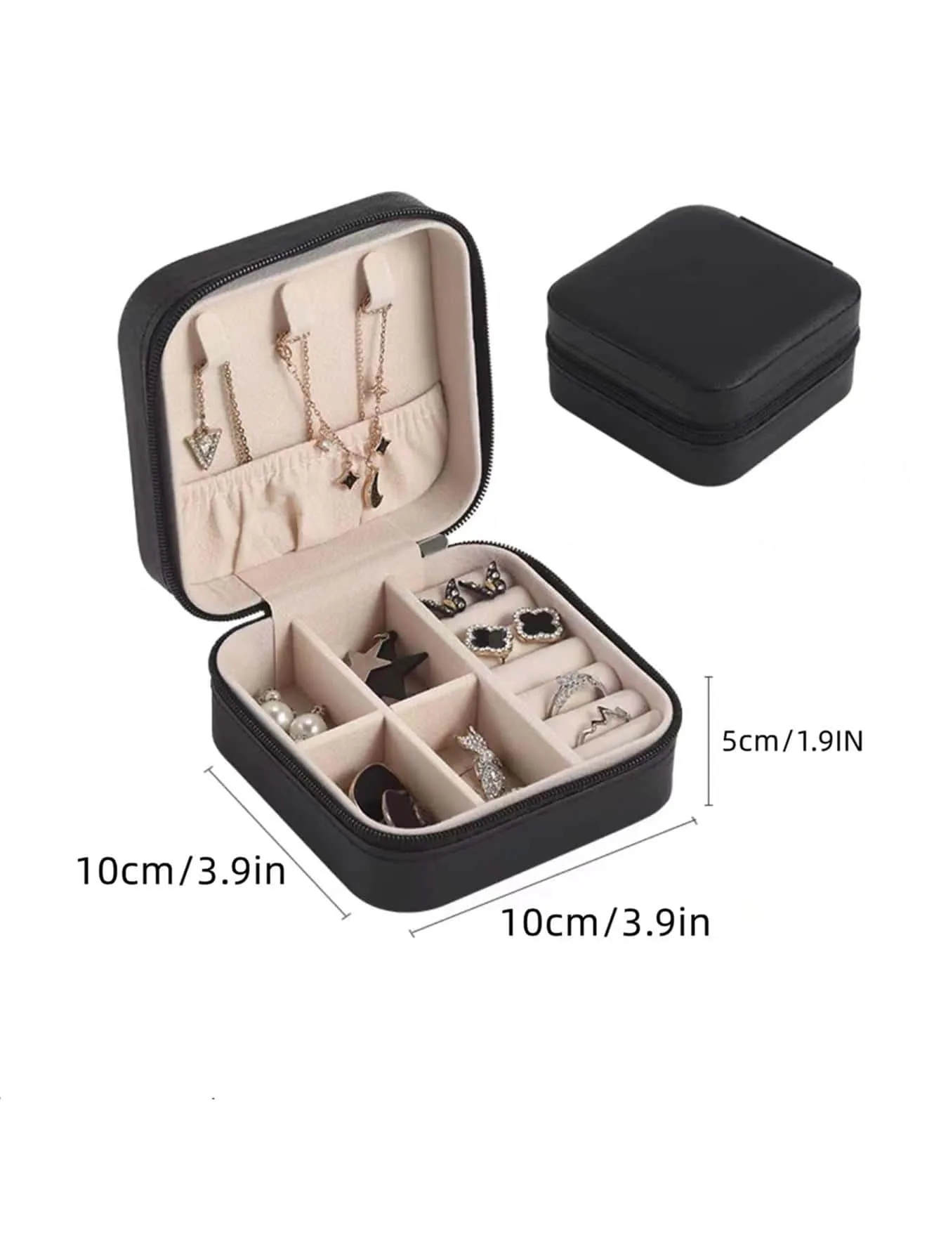 1pc Elegant Portable Jewelry Organizer Box For Necklace Earrings Rings Storage