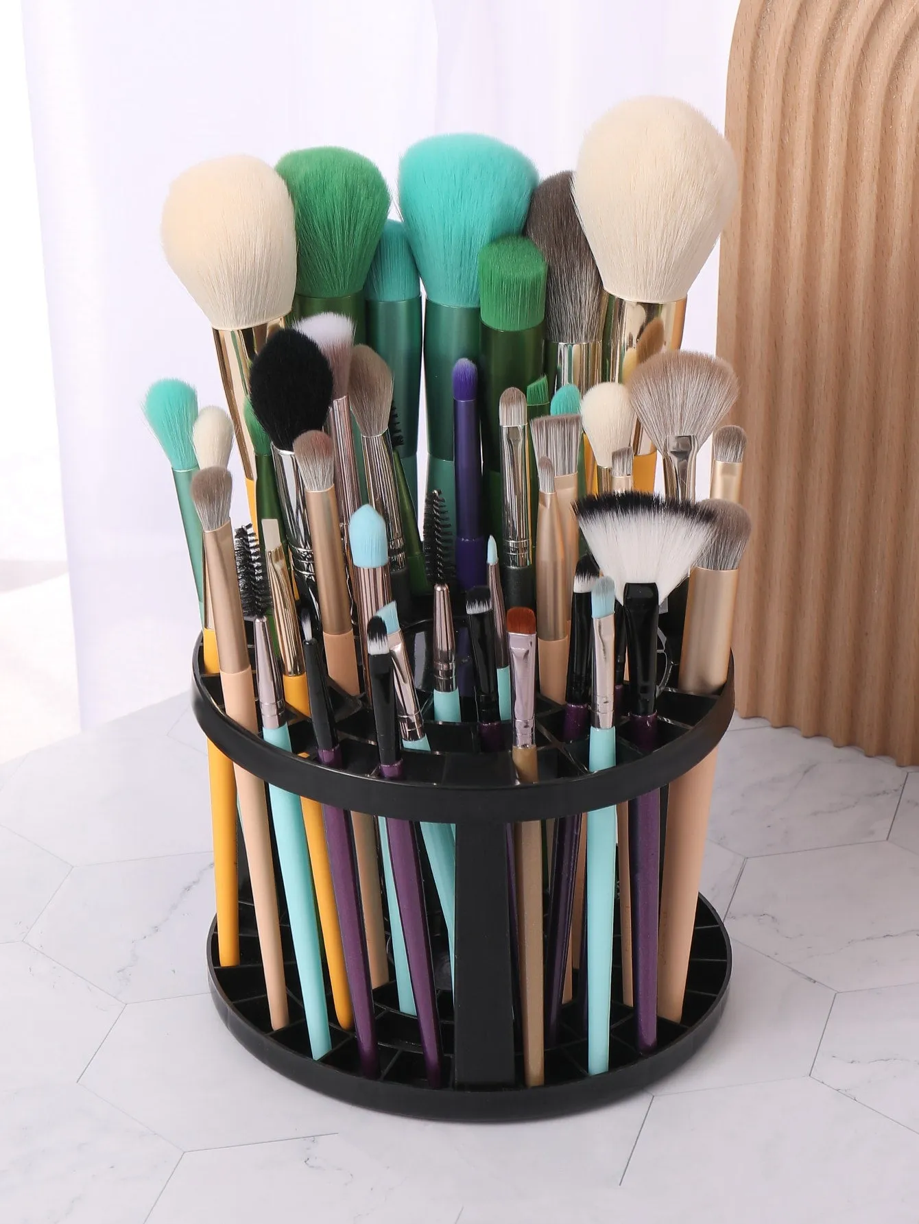 1pc Makeup Brush Storage Stand, Plastic Desk Stand Holding Rack For Pen, Pencil, Eyeliner, Cosmetic Brush