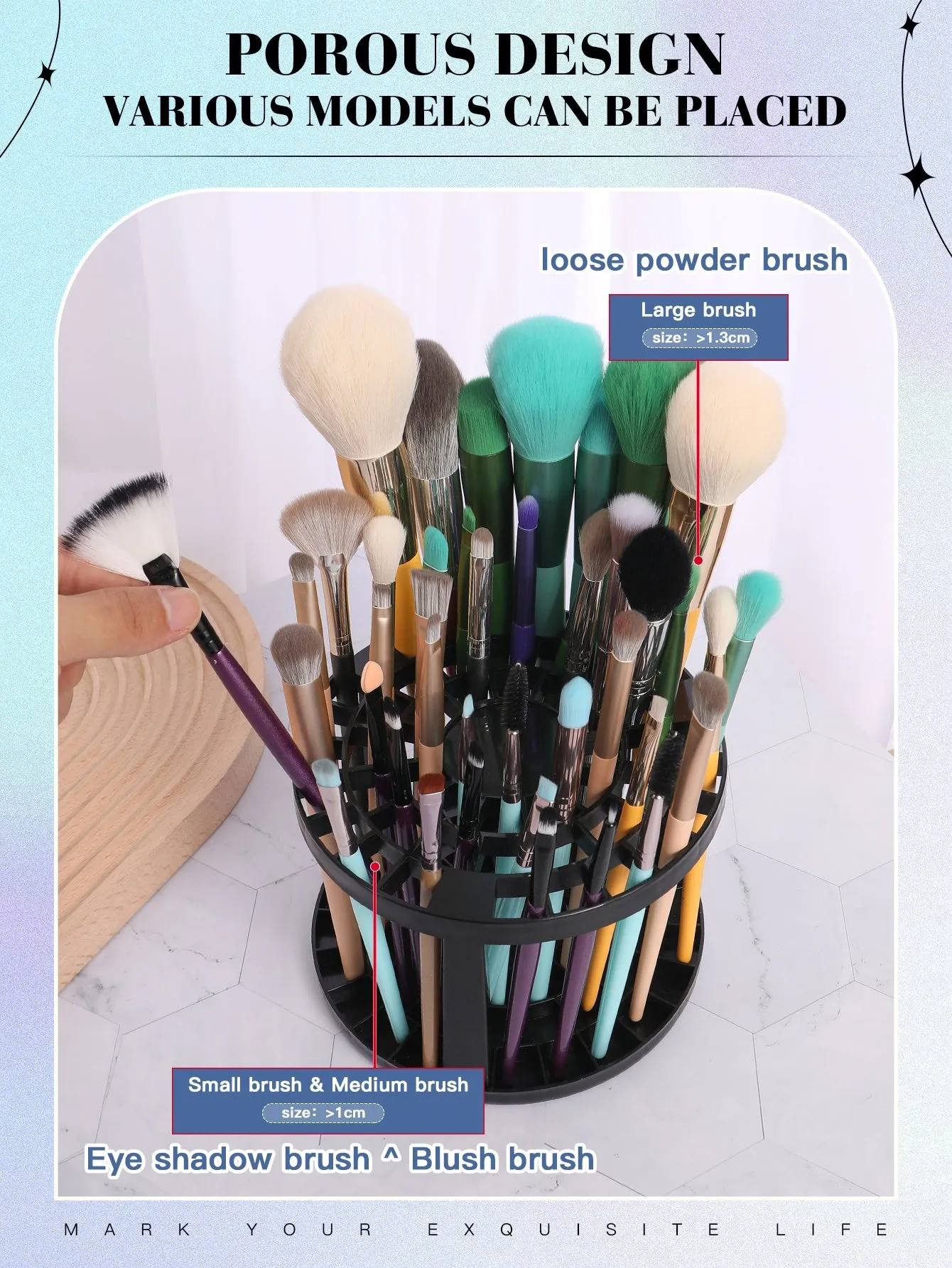 1pc Makeup Brush Storage Stand, Plastic Desk Stand Holding Rack For Pen, Pencil, Eyeliner, Cosmetic Brush