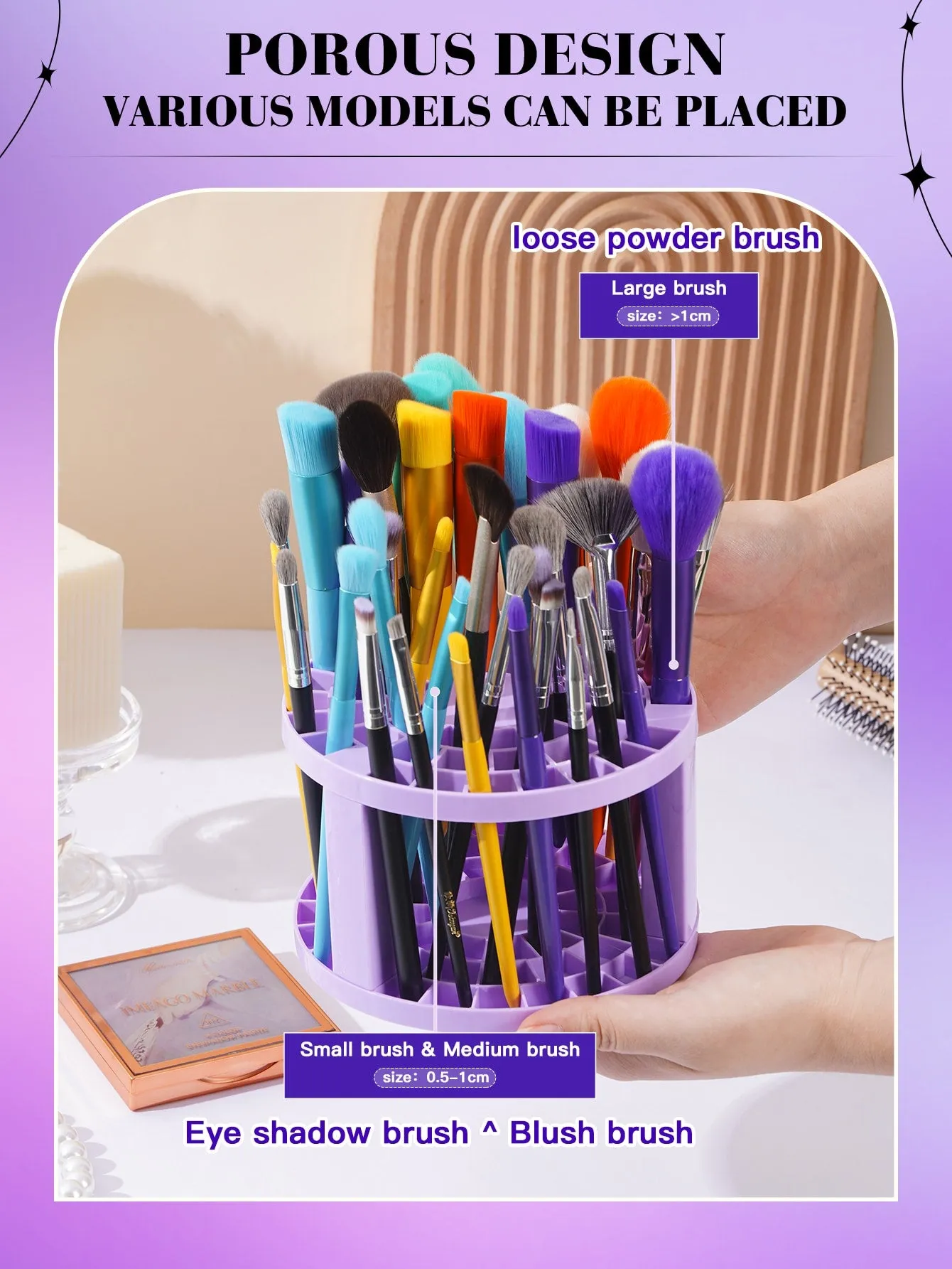 1pc Makeup Brush Storage Stand, Plastic Desk Stand Holding Rack For Pen, Pencil, Eyeliner, Cosmetic Brush