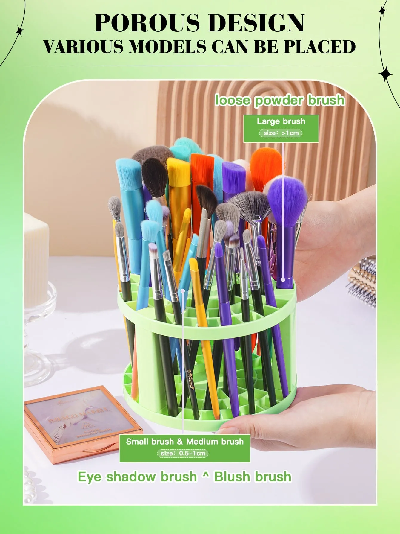 1pc Makeup Brush Storage Stand, Plastic Desk Stand Holding Rack For Pen, Pencil, Eyeliner, Cosmetic Brush