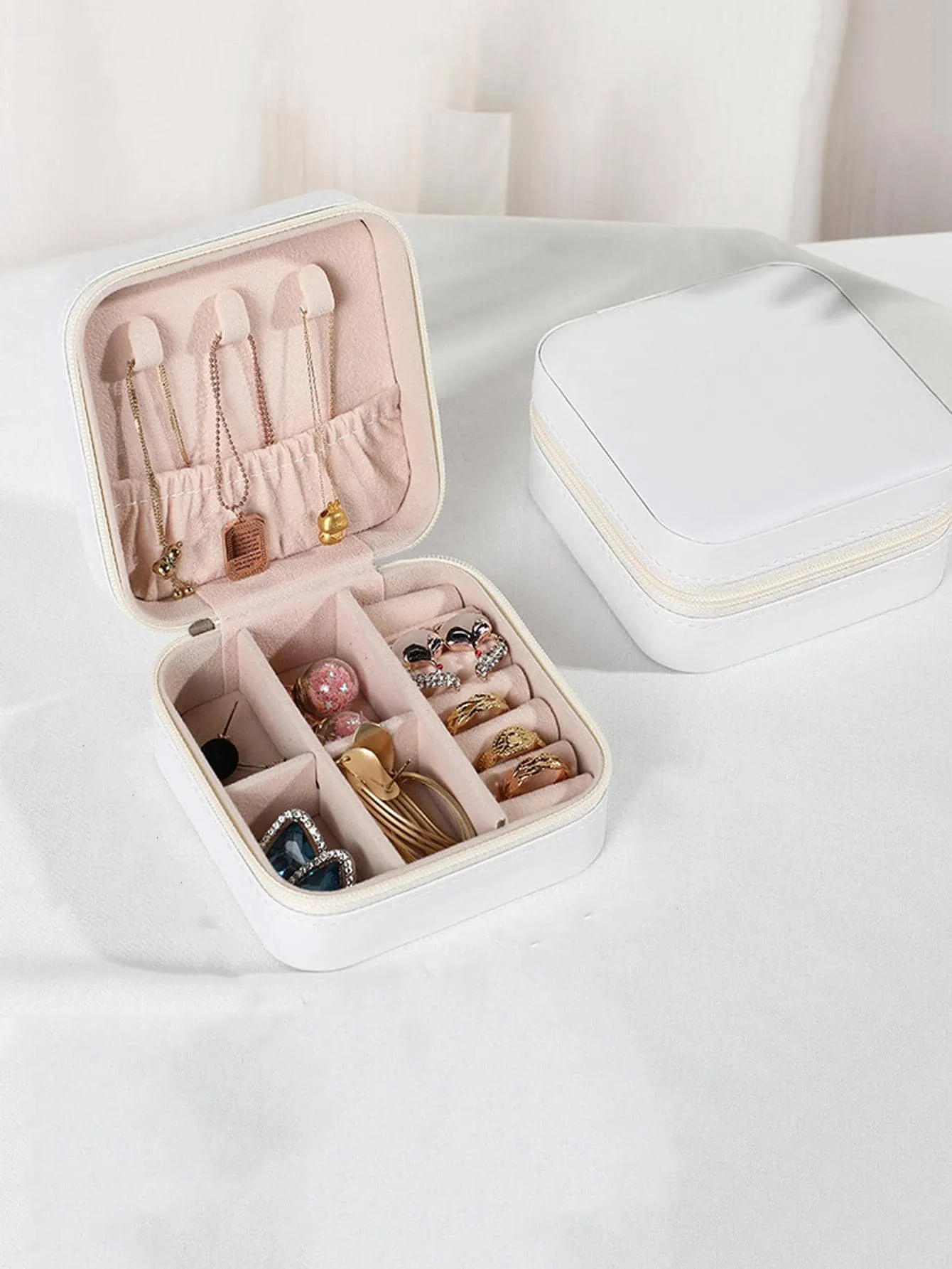 1pc Multi-grid Jewelry Box, Modern Portable Multi-function Jewelry Storage Box For Home