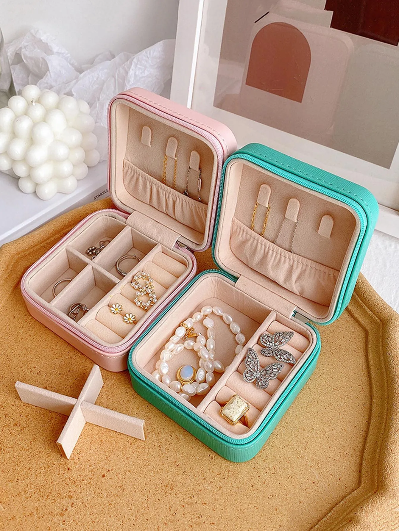 1pc Multi-grid Jewelry Box, Modern Portable Multi-function Jewelry Storage Box For Home