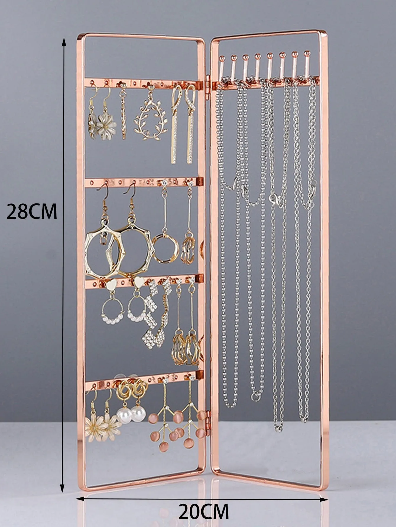 1pc Multifunction Jewelry Storage Rack, Gold Iron Necklace Display Rack For Home