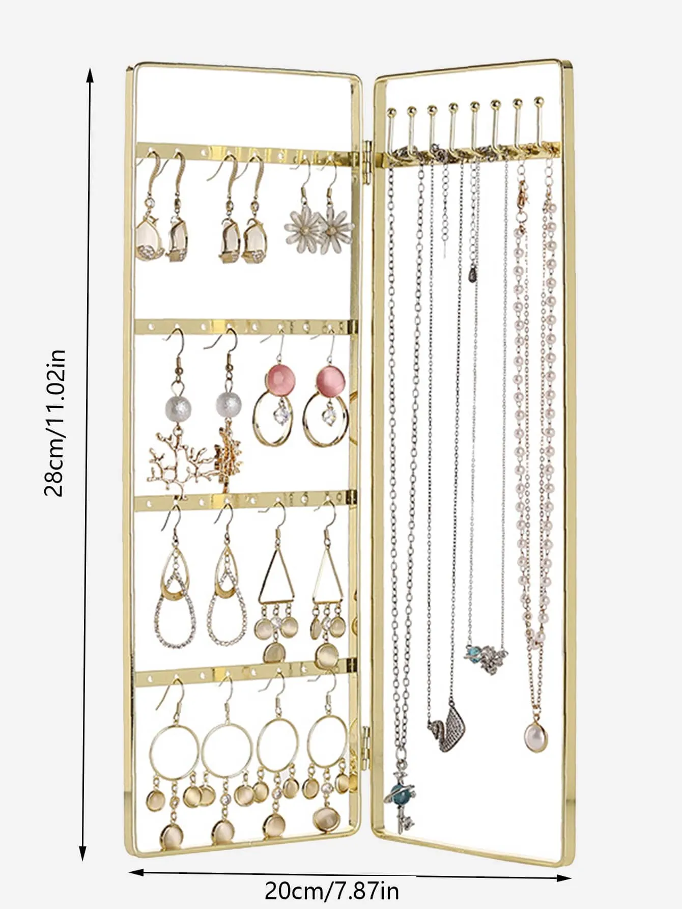 1pc Multifunction Jewelry Storage Rack, Gold Iron Necklace Display Rack For Home