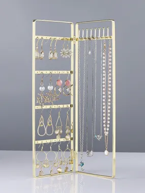 1pc Multifunction Jewelry Storage Rack, Gold Iron Necklace Display Rack For Home