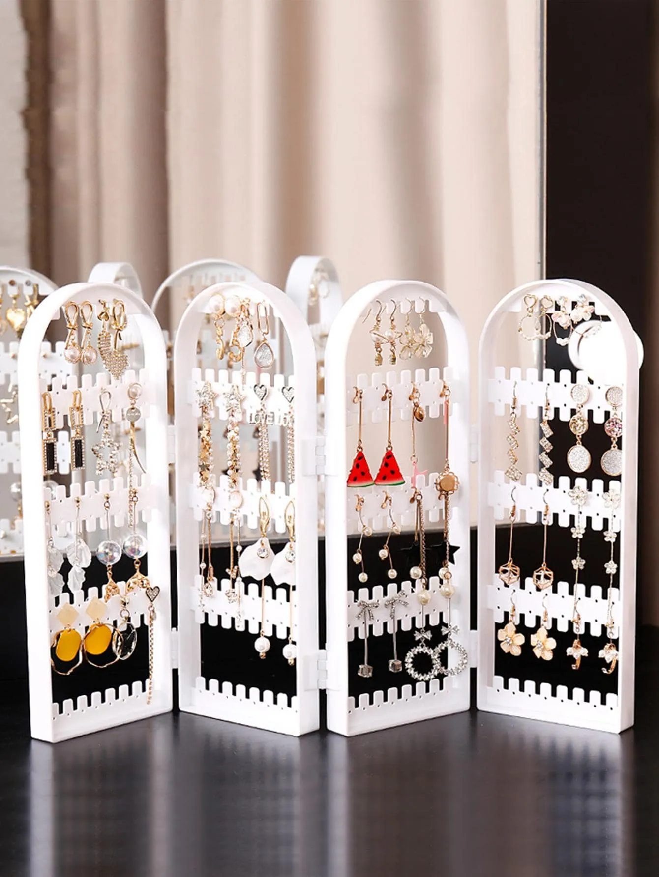 1pc Plastic Jewelry Storage Rack, Clear Foldable Jewelry Tower Stand For Home