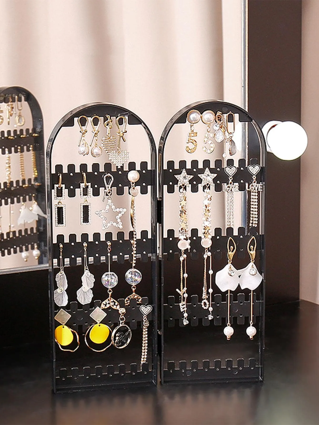 1pc Plastic Jewelry Storage Rack, Clear Foldable Jewelry Tower Stand For Home