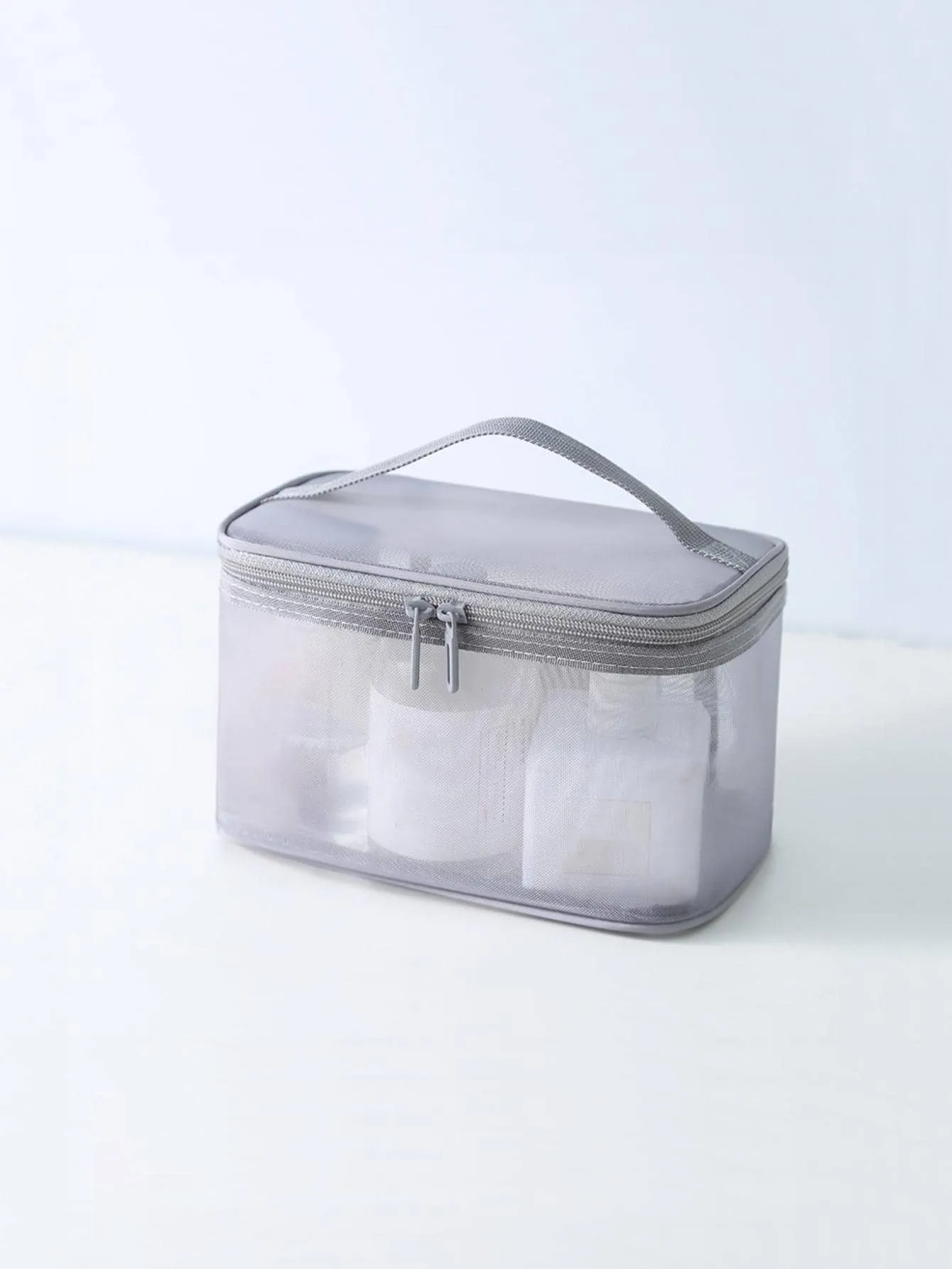 1pc Portable Makeup Storage Bag, Minimalist Plain Makeup Storage Bag For Home