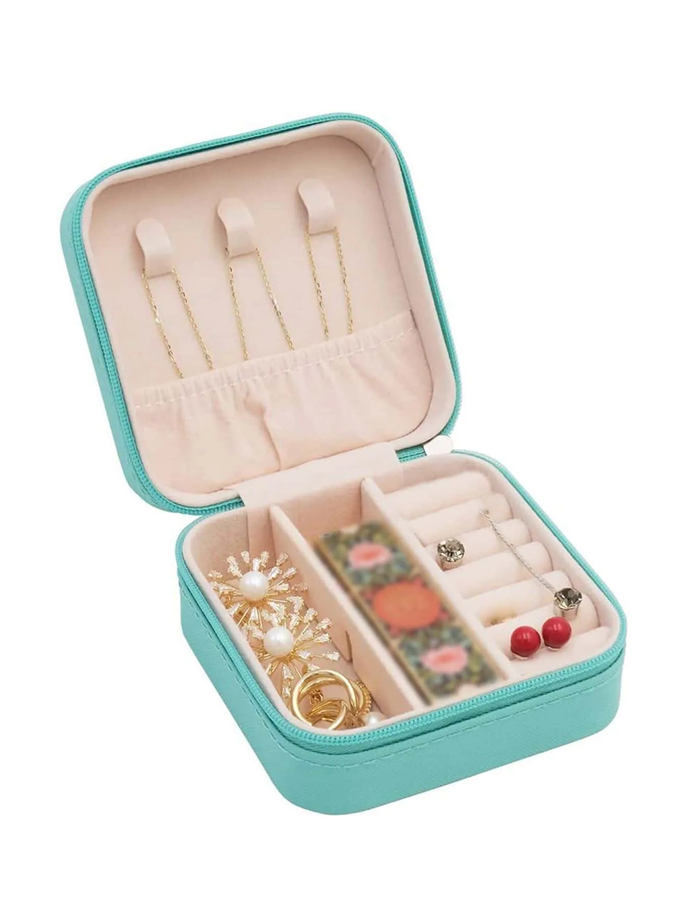 1pc Portable Travel Earrings Storage Box,Mini Ring Storage Case,Necklace Storage Box