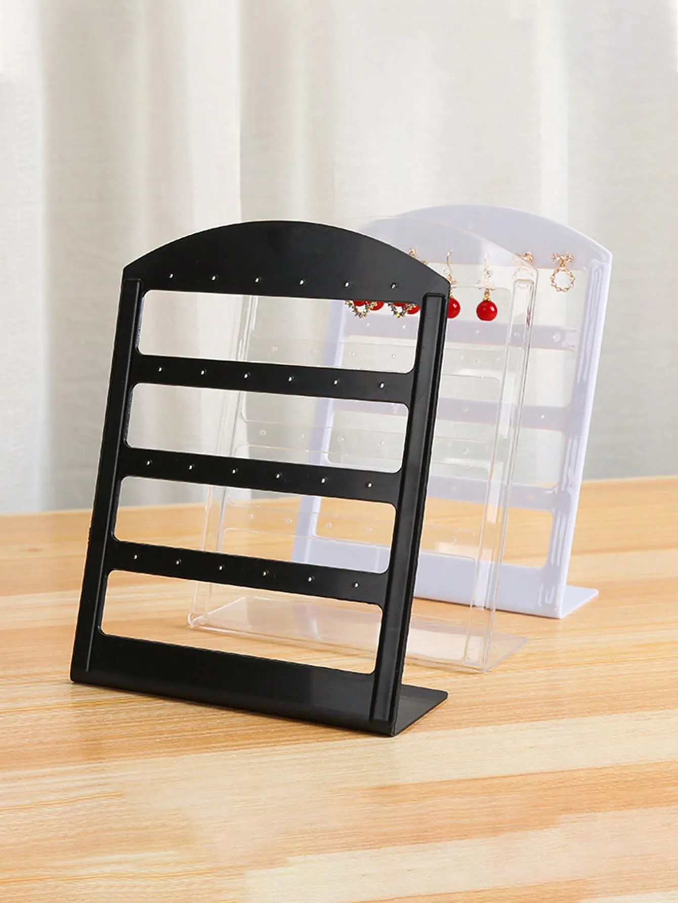 1pc Simple Style Random Color 20-Hole Earrings Display Stand Jewelry Organizer Grid Daily Gift