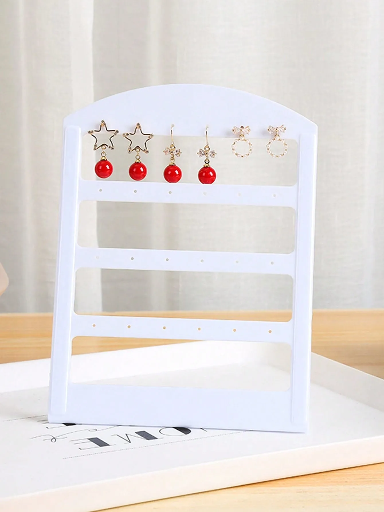 1pc Simple Style Random Color 20-Hole Earrings Display Stand Jewelry Organizer Grid Daily Gift