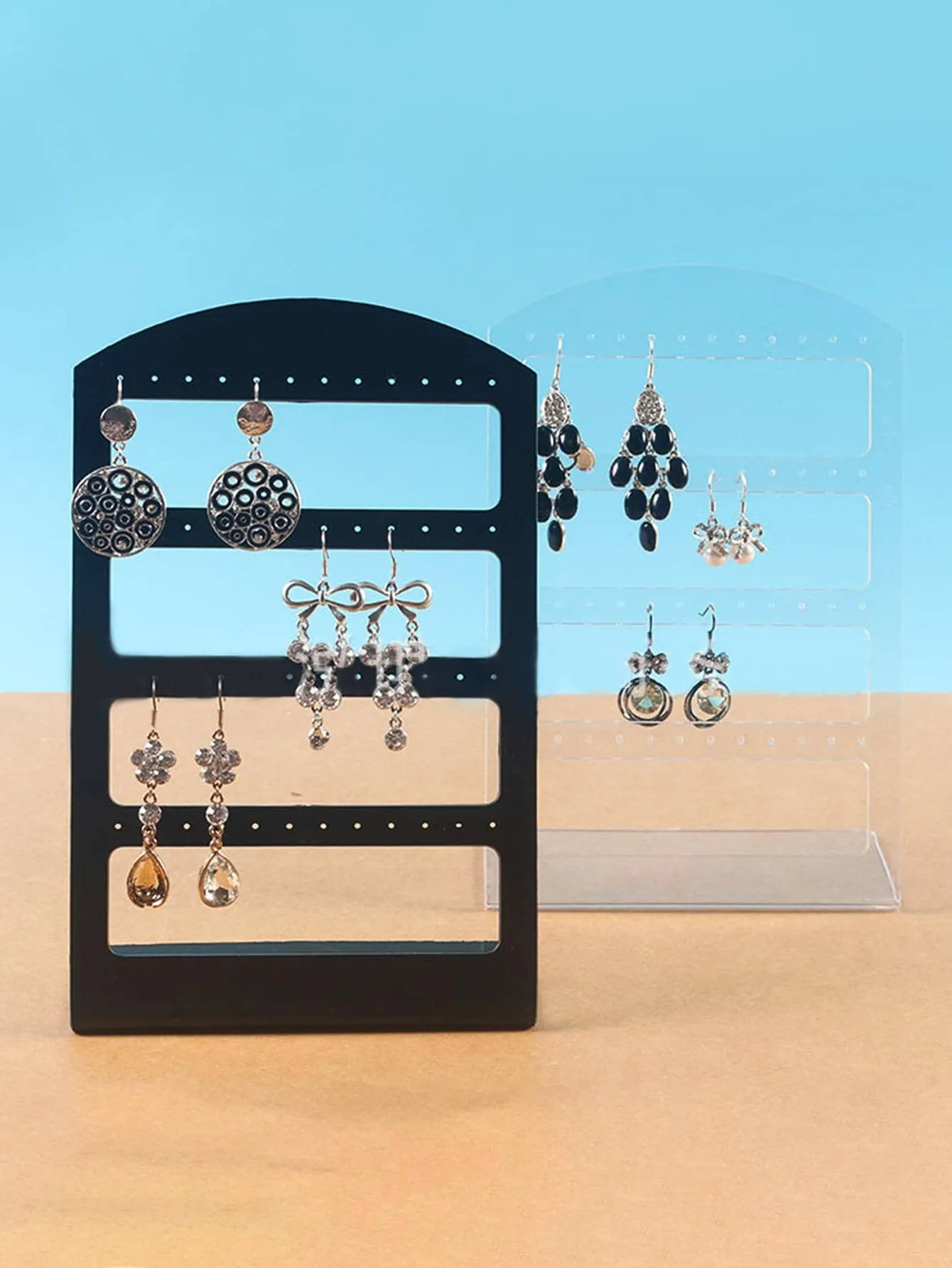 1pc Simple Style Random Color 20-Hole Earrings Display Stand Jewelry Organizer Grid Daily Gift