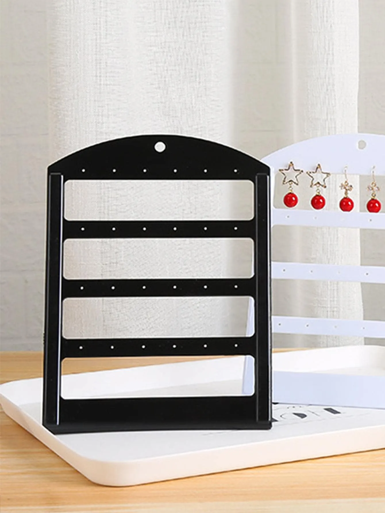 1pc Simple Style Random Color 20-Hole Earrings Display Stand Jewelry Organizer Grid Daily Gift