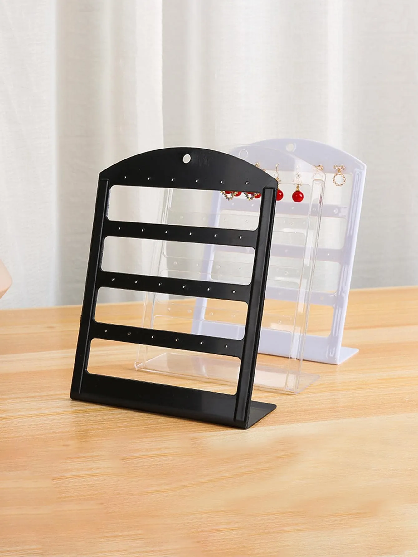 1pc Simple Style Random Color 20-Hole Earrings Display Stand Jewelry Organizer Grid Daily Gift