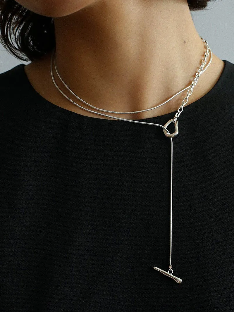 925 Silver Chain Double Y Long Necklace