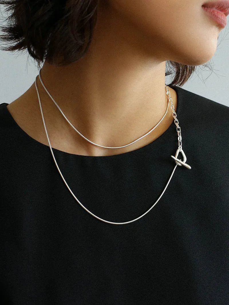 925 Silver Chain Double Y Long Necklace