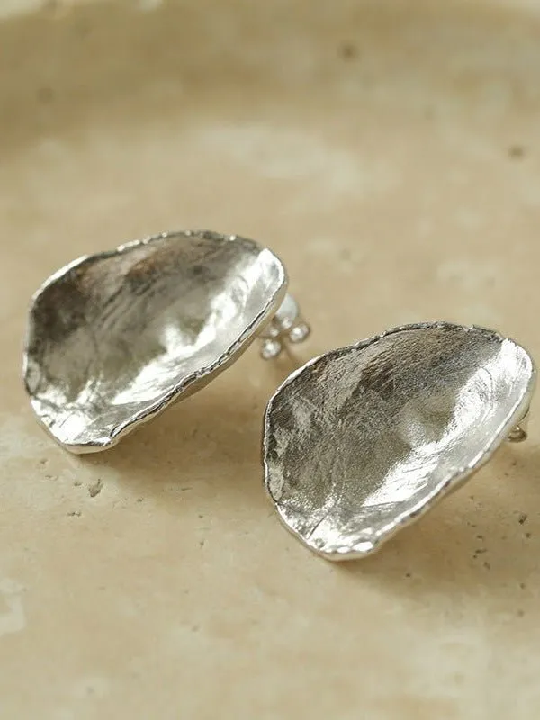 925 Sterling Silver Handmade Hammered Texture Earrings