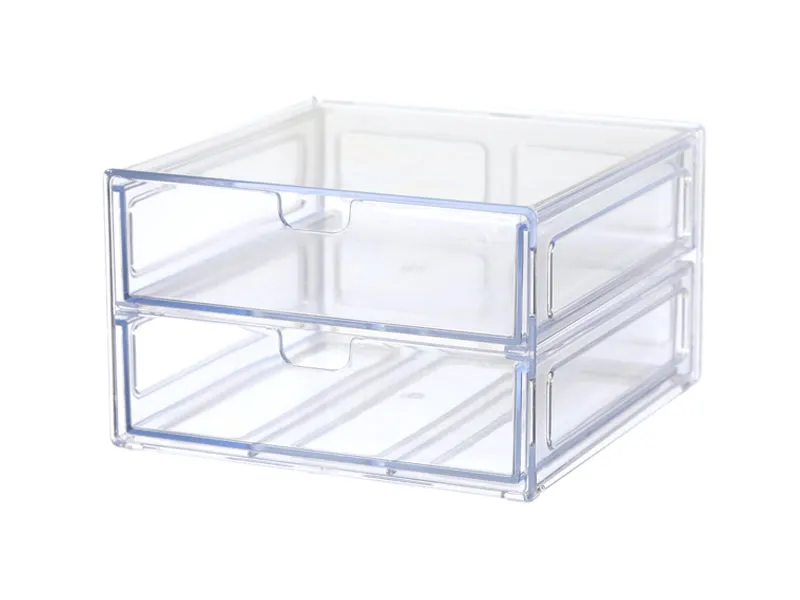 Compact 2-Tier Accessory Storage Case, 13cm x 13cm x 8cm