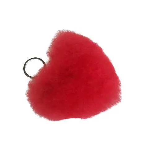 Alpaca Love Heart Shaped Fur Keychain