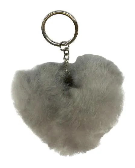 Alpaca Love Heart Shaped Fur Keychain