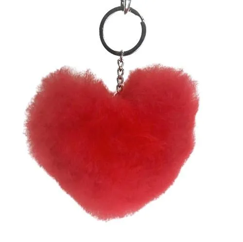 Alpaca Love Heart Shaped Fur Keychain