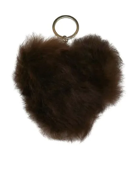 Alpaca Love Heart Shaped Fur Keychain