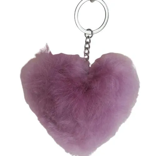 Alpaca Love Heart Shaped Fur Keychain