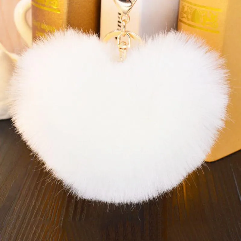 Alpaca Love Heart Shaped Fur Keychain