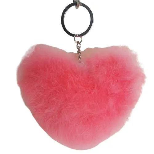 Alpaca Love Heart Shaped Fur Keychain