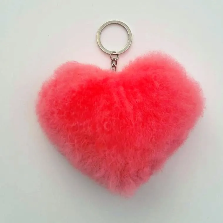 Alpaca Love Heart Shaped Fur Keychain