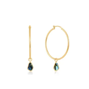 Ania Haie Gold Tidal Abalone Drop Hoop Earrings