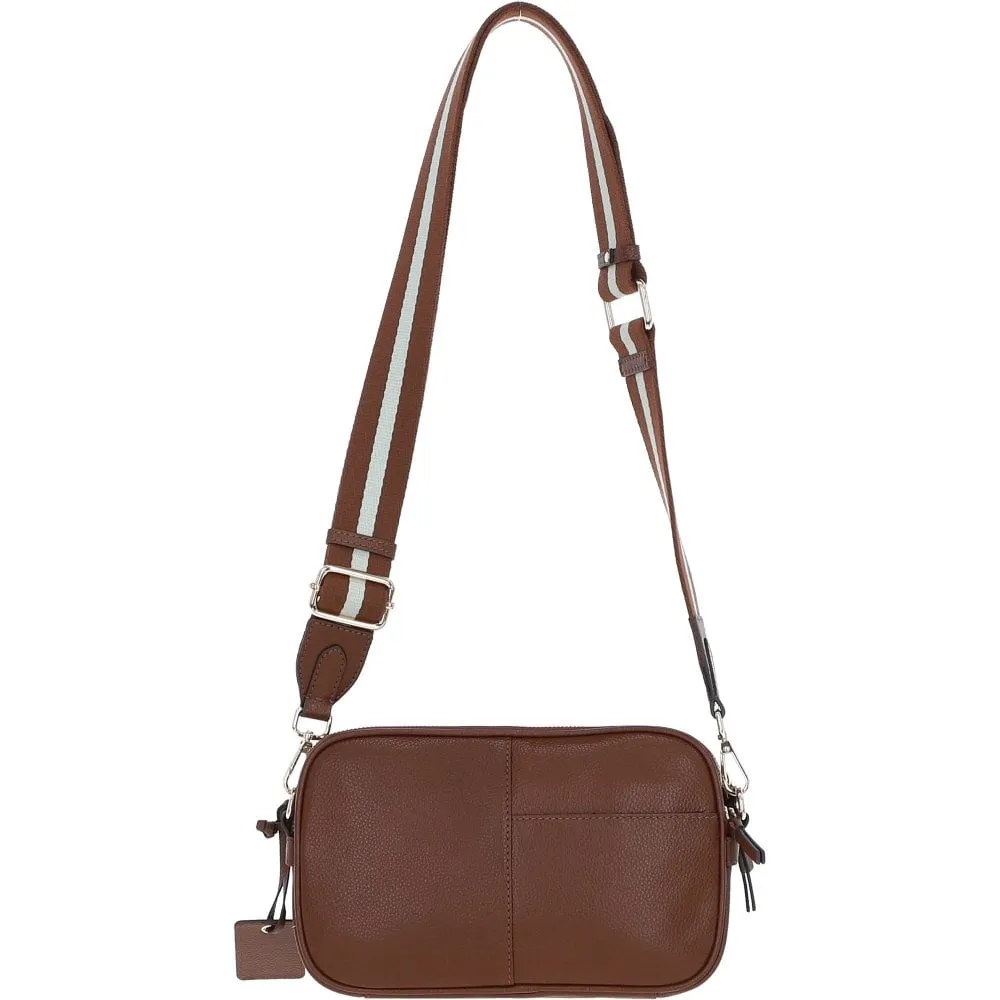 Ashwood X-35 Twin-Zip Leather Crossbody Bag