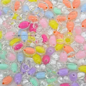 Assorted Bunny Transparent Pastel Plastic Beads | 100g