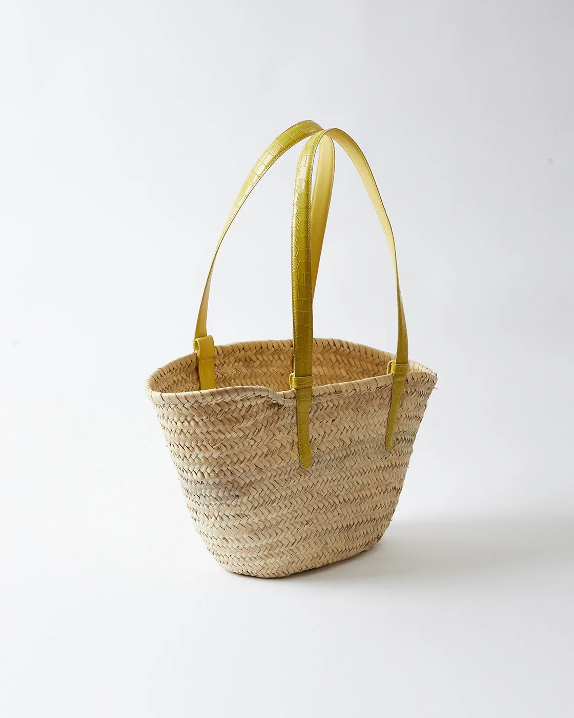 Basket Tote Leather Emboss Croc Yellow