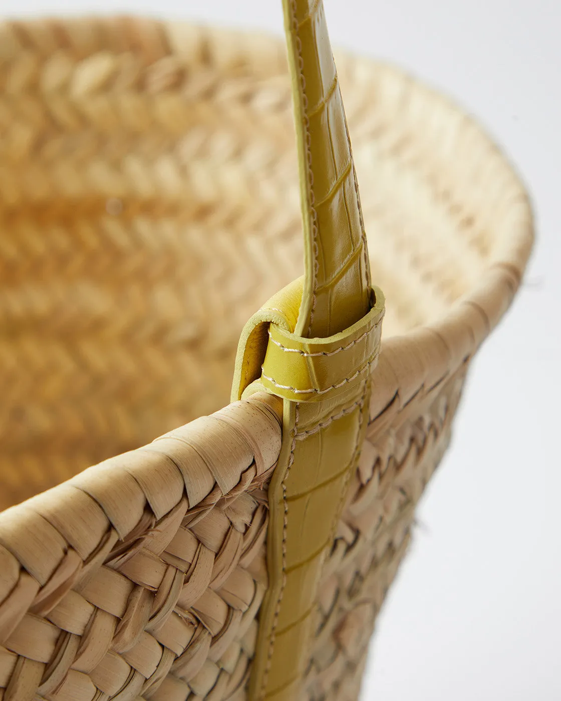 Basket Tote Leather Emboss Croc Yellow