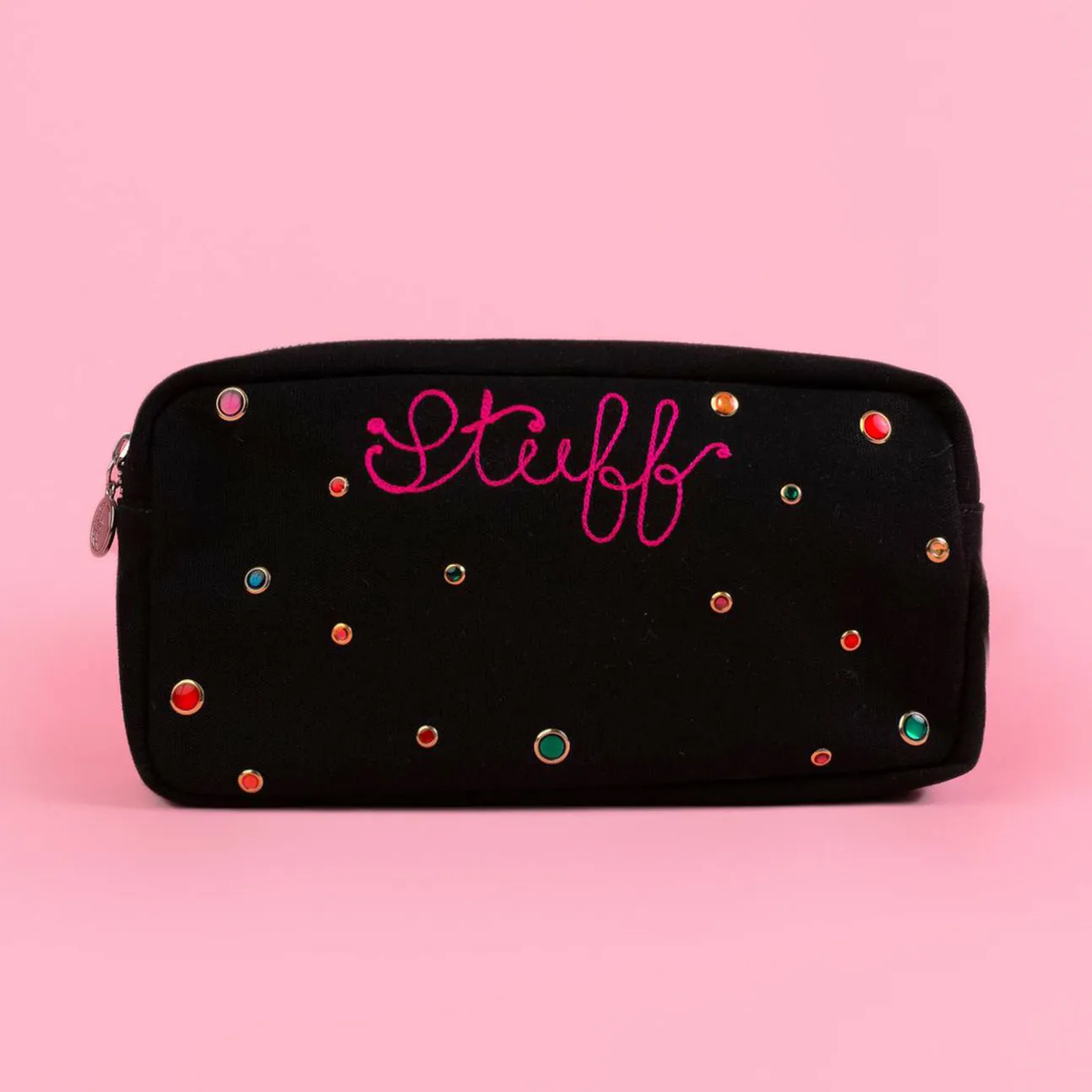 Black Rhinestone Personalized Pouch