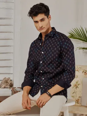 Black Textured Printed Shirt