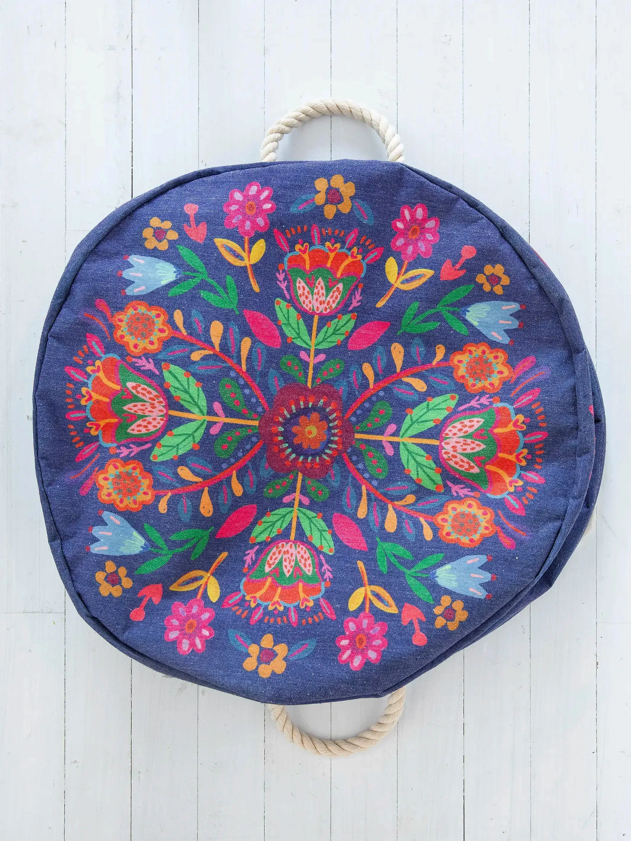 Boho Printed Laundry Hamper - Blue Folk Flower