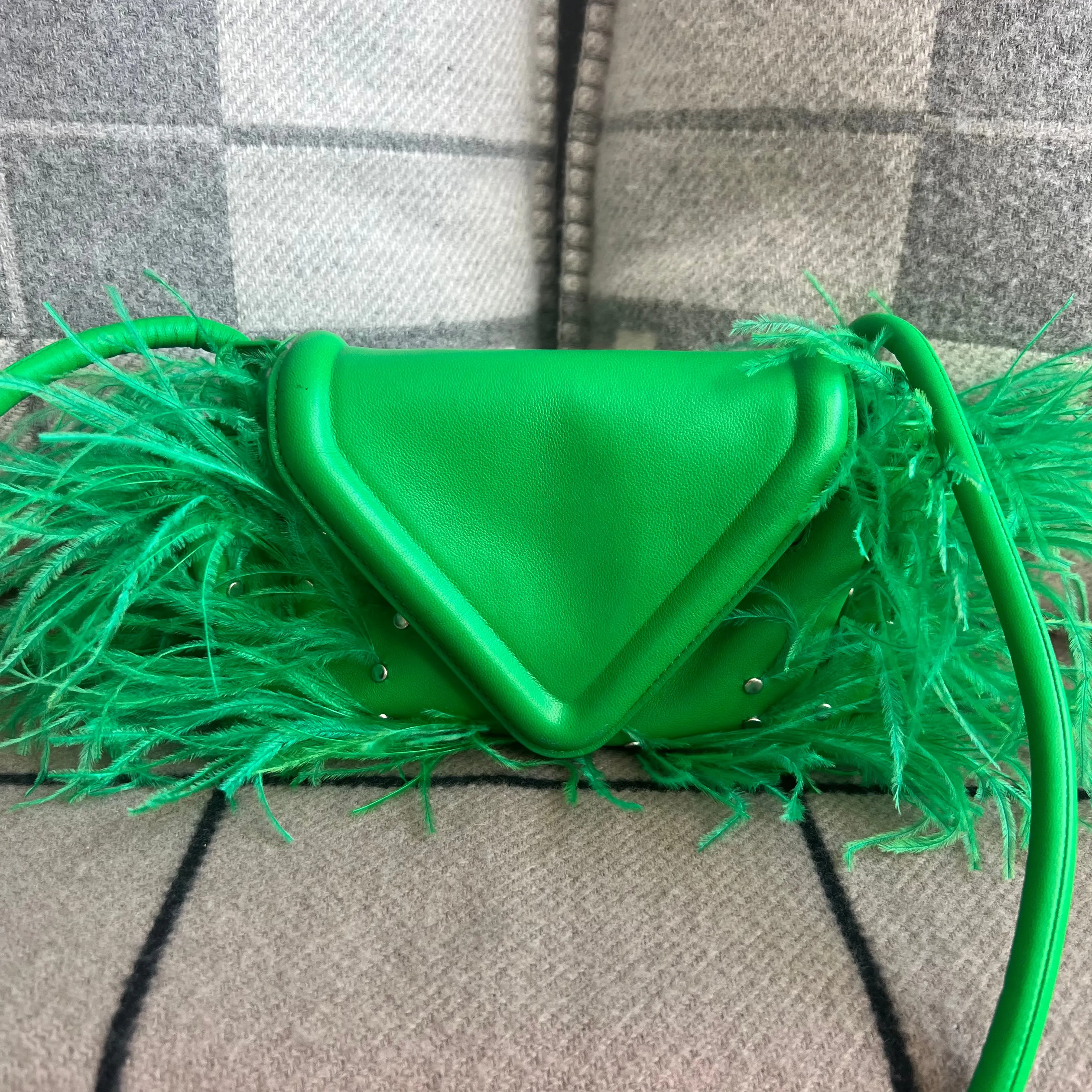 Bolsa Bottega Veneta Com Plumas em Couro Verde