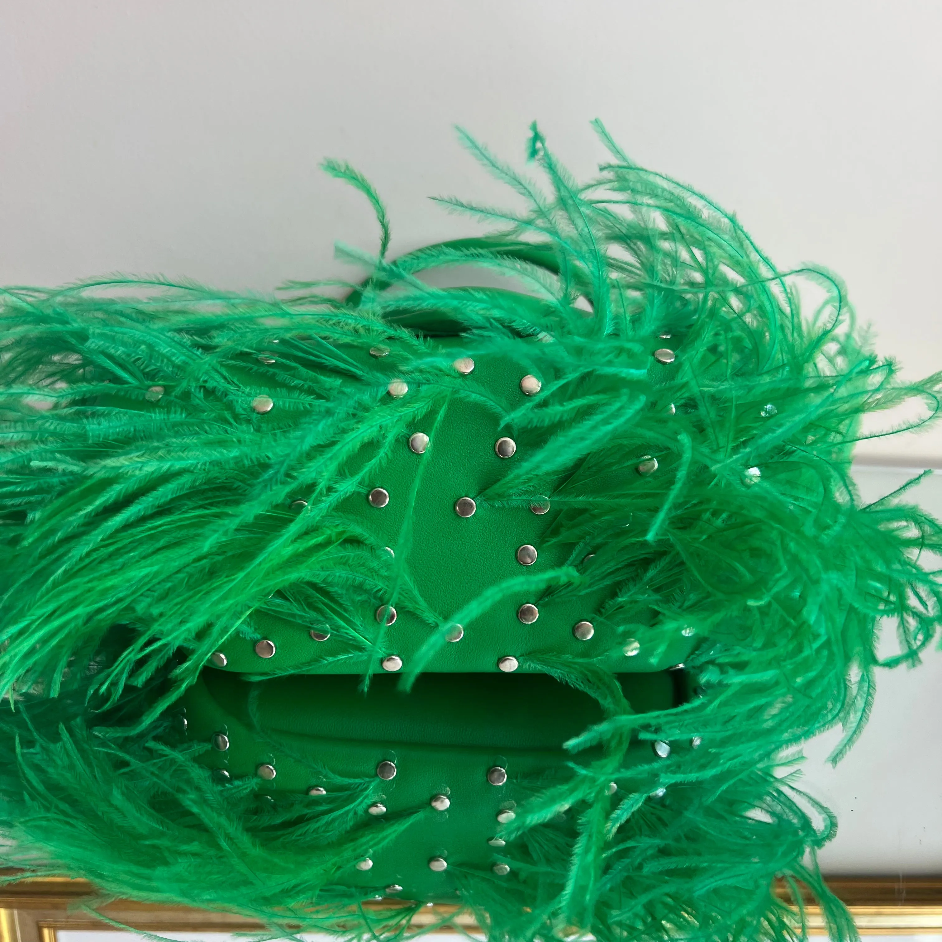 Bolsa Bottega Veneta Com Plumas em Couro Verde