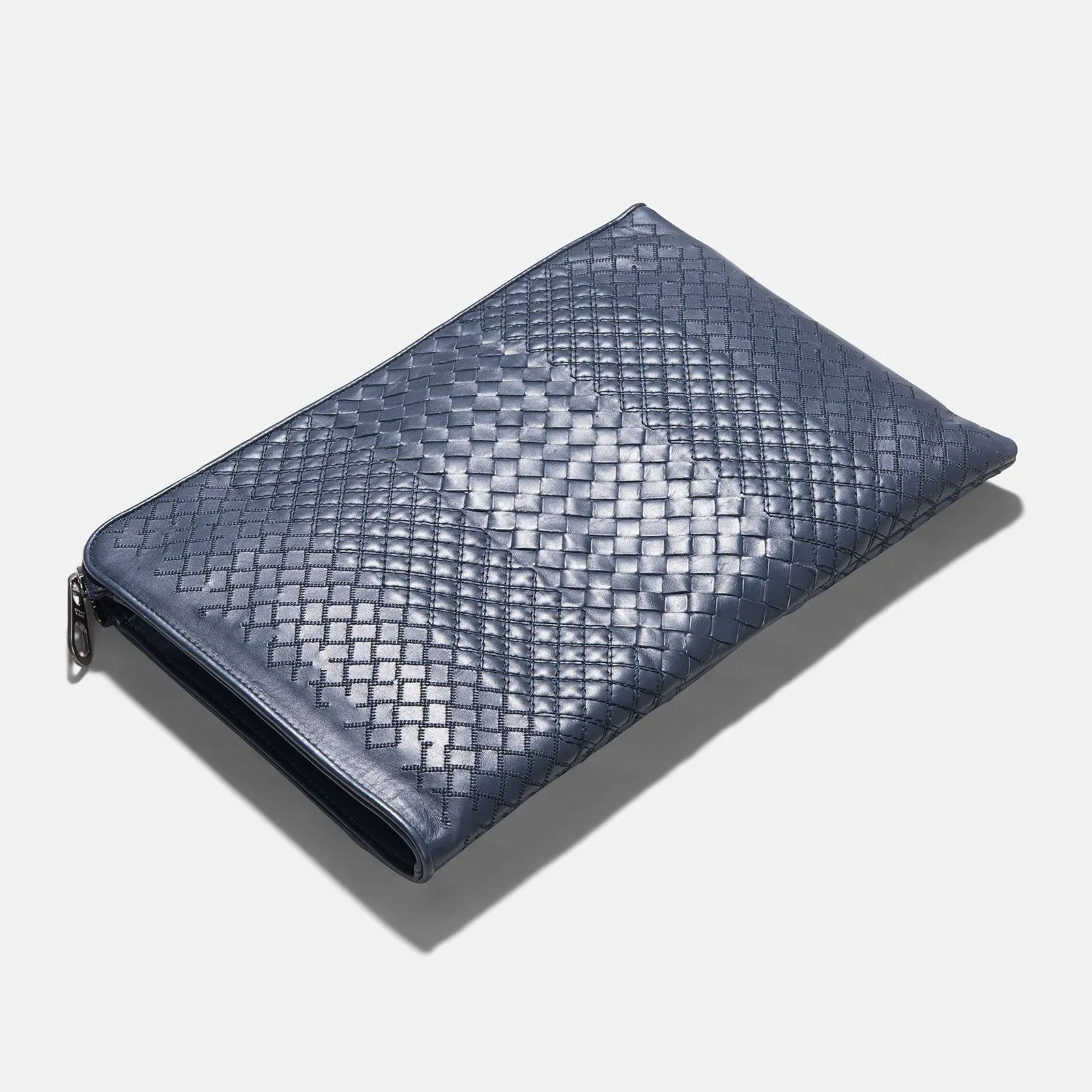 Bottega Veneta Blue Woven Leather Document Case