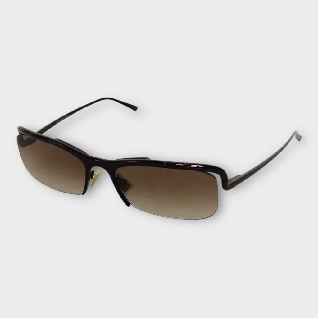 Bottega Veneta Brown Half Rim Sunglasses