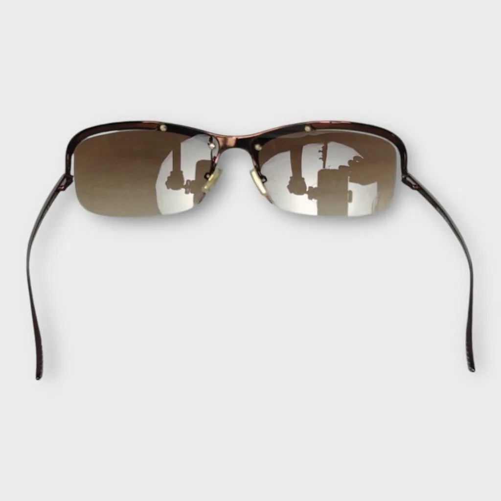 Bottega Veneta Brown Half Rim Sunglasses