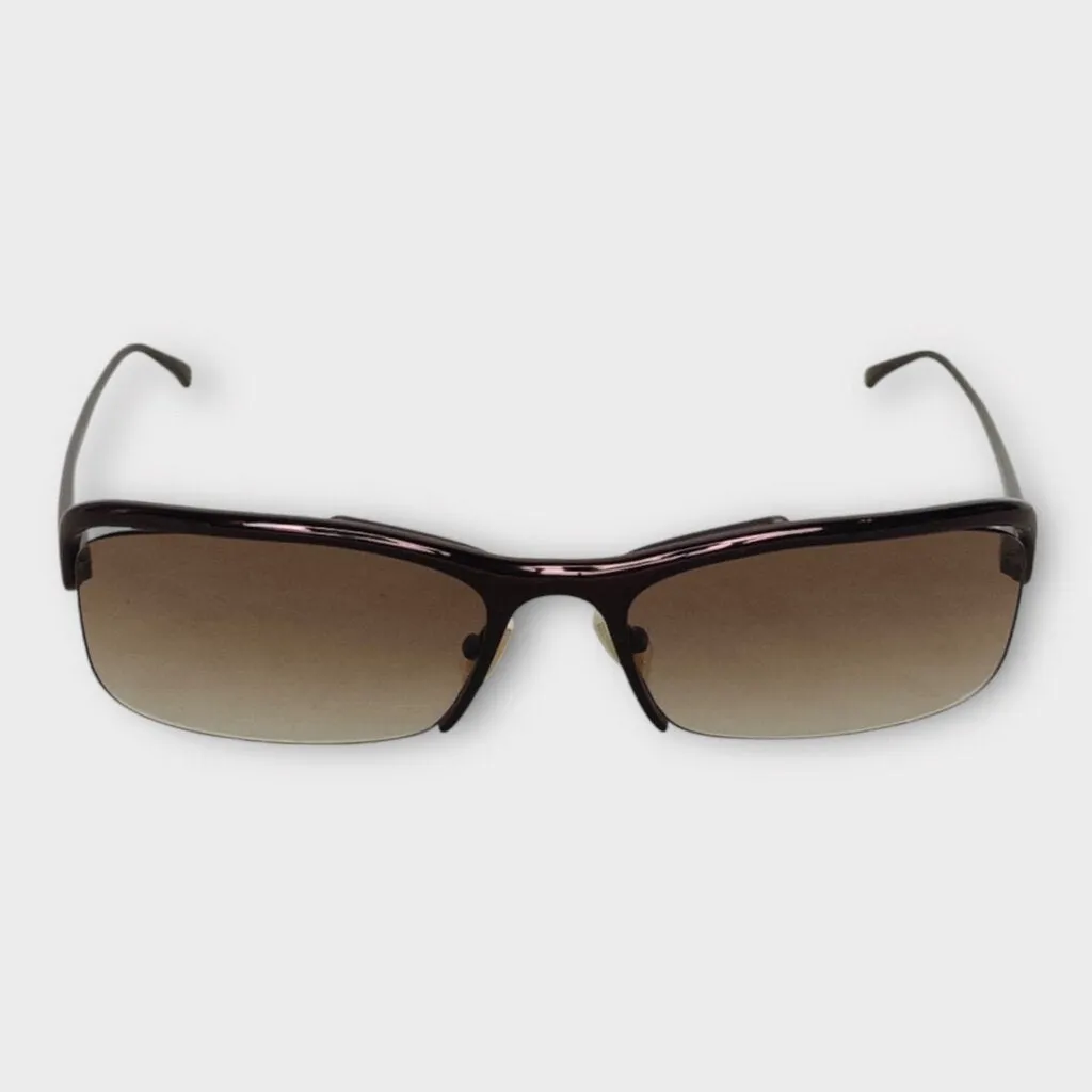 Bottega Veneta Brown Half Rim Sunglasses